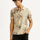 Men's Printed Beige Slim Fit Polo T-shirt - Styleshot View