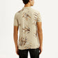 Men's Printed Beige Slim Fit Polo T-shirt - Back View