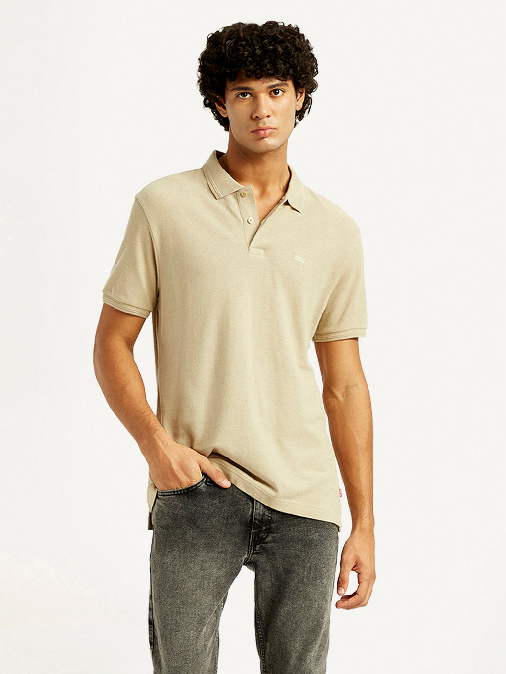 Men's Solid Slim Fit Polo Linen T-Shirt - Styleshot View