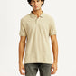 Men's Solid Slim Fit Polo Linen T-Shirt - Front View