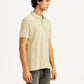 Men's Solid Slim Fit Polo Linen T-Shirt - Side View