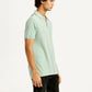 Men's Solid Slim Fit Polo Linen T-Shirt - Side View