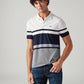 Men's Striped White Slim Fit Textured Polo T-shirt - Styleshot View