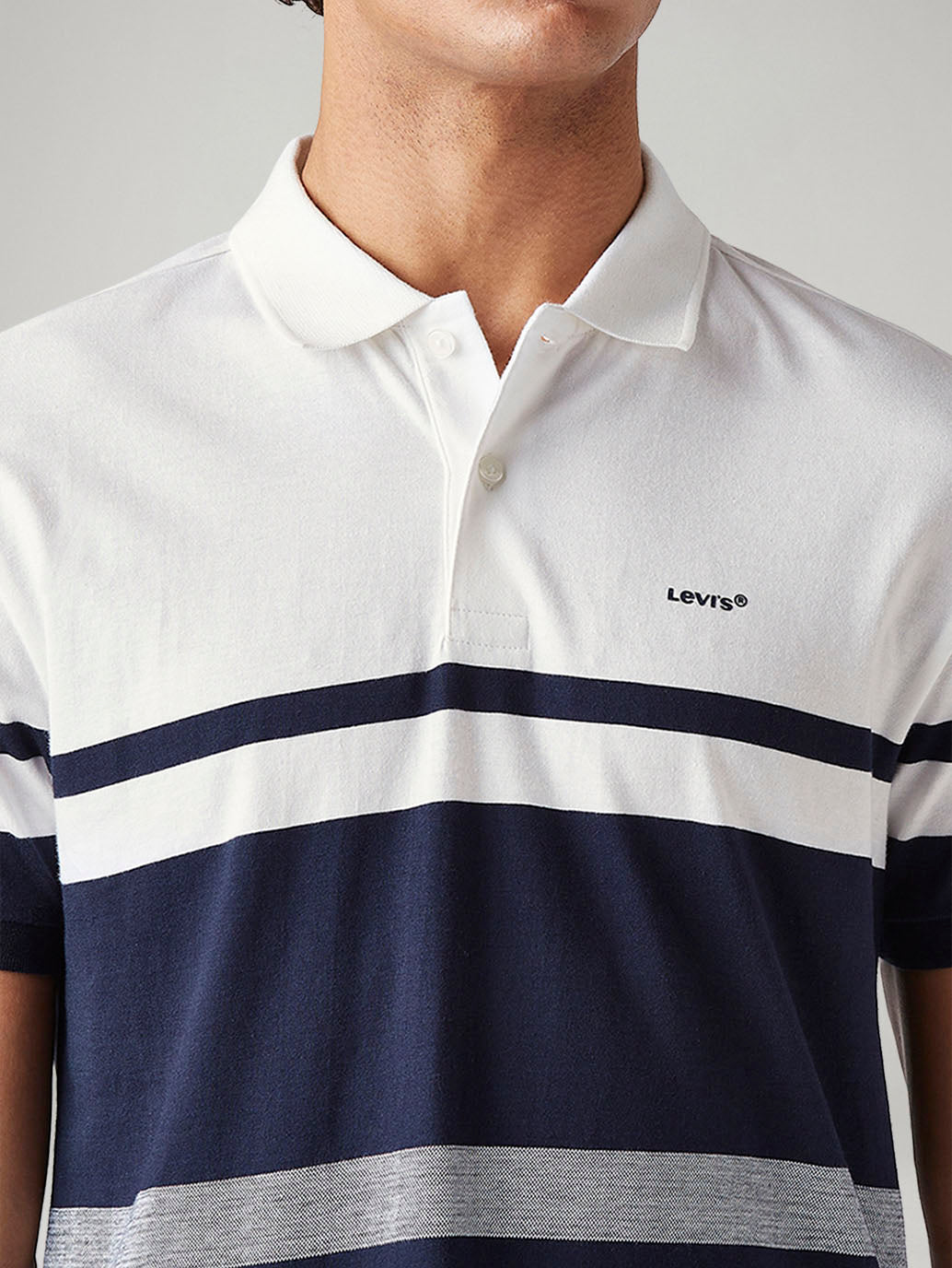 Men's Striped White Slim Fit Textured Polo T-shirt - 20 View