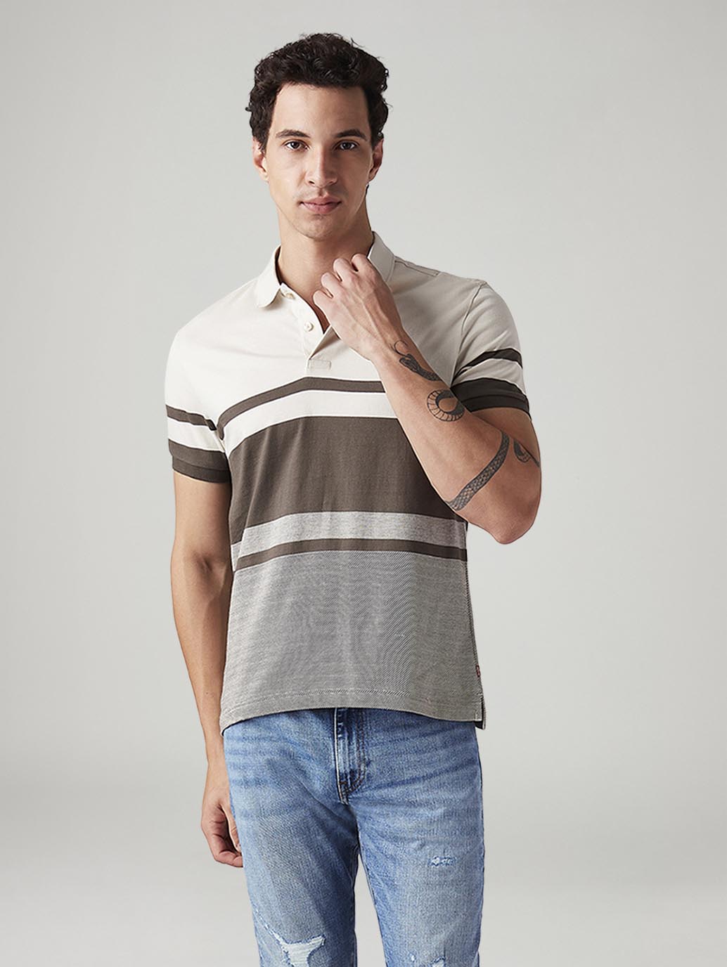 Men's Striped Slim Fit Polo T-Shirt