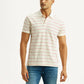Men's Striped Off White Slim Fit Polo T-shirt - Styleshot View