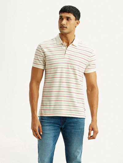 levi's Men's Striped Off White Slim Fit Polo T-shirt-picture-23
