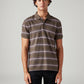 Men's Striped Slim Fit Textured Polo T-shirt - Front View