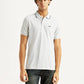 Men's Solid Light Grey Slim Fit Polo T-shirt - Front View