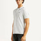 Men's Solid Light Grey Slim Fit Polo T-shirt - Side View