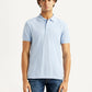 Men's Solid Light Blue Slim Fit Polo T-shirt - Front View