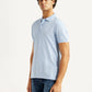 Men's Solid Light Blue Slim Fit Polo T-shirt - Side View