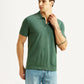Men's Textured Green Slim Fit Polo T-shirt - Styleshot View