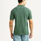 Men's Textured Green Slim Fit Polo T-shirt - Back View