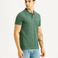 Men's Textured Green Slim Fit Polo T-shirt - Side View