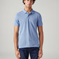 Men's Textured Light-Blue Slim Fit Textured Polo T-shirt - Front View