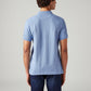 Men's Textured Light-Blue Slim Fit Textured Polo T-shirt - Back View