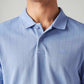 Men's Textured Light-Blue Slim Fit Textured Polo T-shirt - Detail View