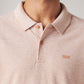 Men's Solid Slim Fit Pique Linen Polo T-Shirt - Detail View