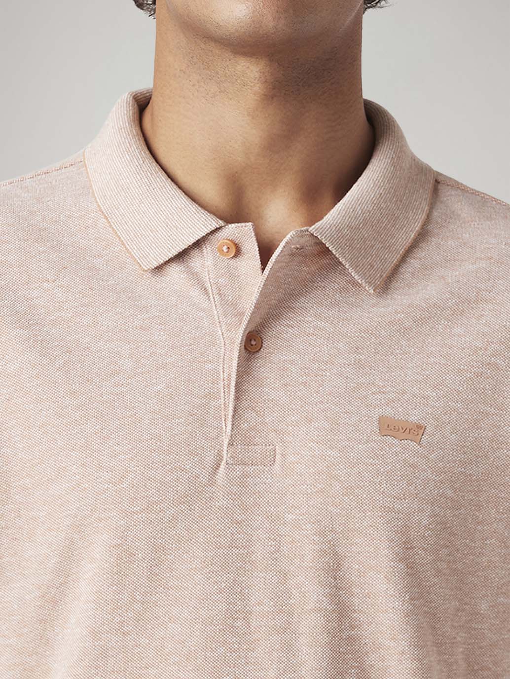 Men's Solid Slim Fit Pique Linen Polo T-Shirt - Detail View