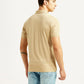 Men's Solid Beige Slim Fit Polo T-shirt - Back View