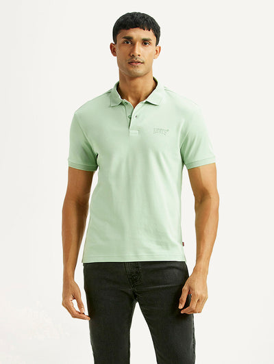 Men's Solid Green Slim Fit Polo T-shirt