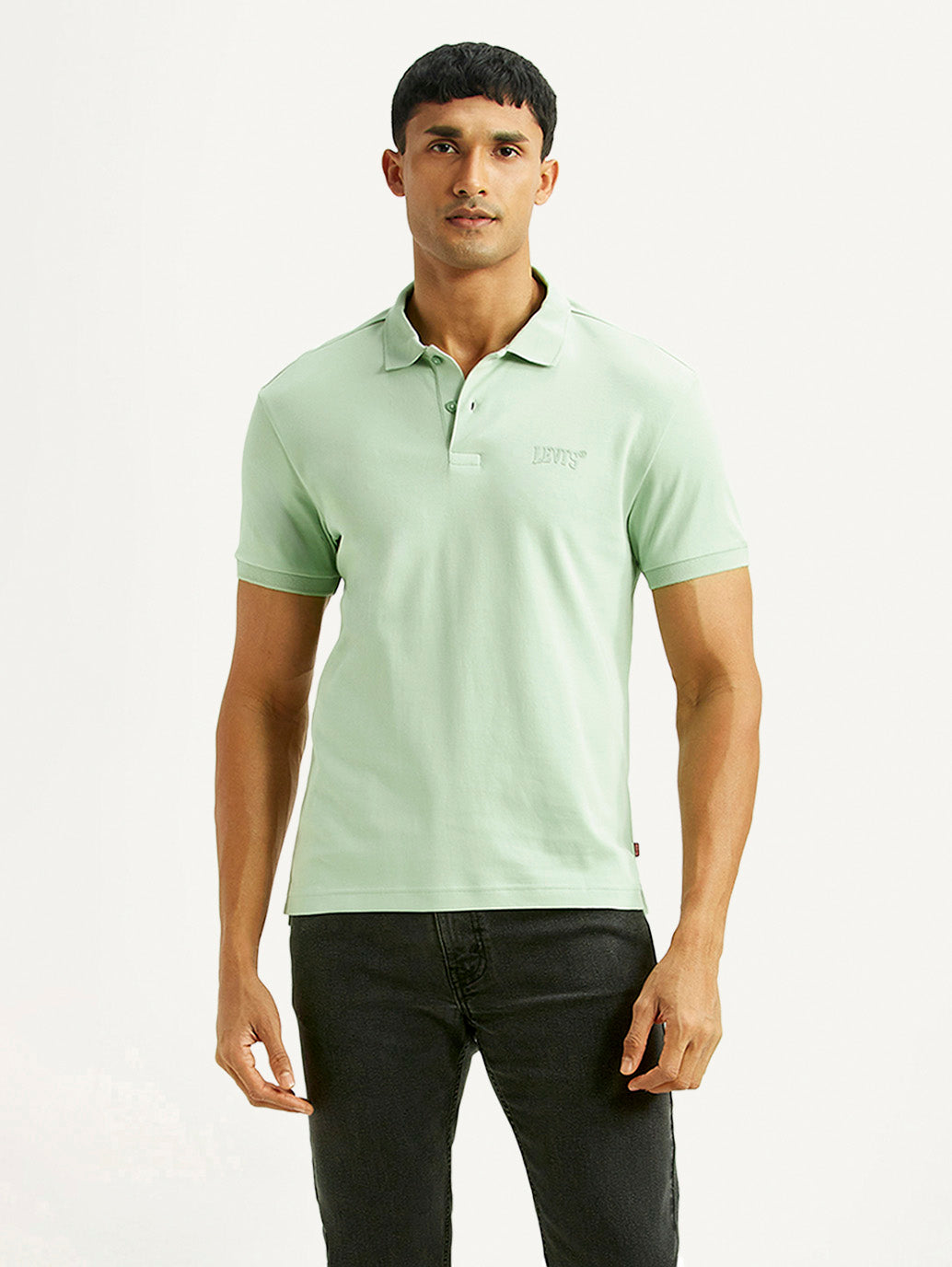Men's Solid Green Slim Fit Polo T-shirt