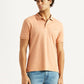 Men's Solid Peach Slim Fit Polo T-shirt - Styleshot View