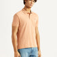 Men's Solid Peach Slim Fit Polo T-shirt - Side View
