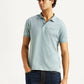 Men's Solid Light Blue Slim Fit Polo T-shirt - Styleshot View