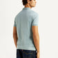 Men's Solid Light Blue Slim Fit Polo T-shirt - Back View