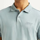 Men's Solid Light Blue Slim Fit Polo T-shirt - Detail View