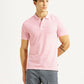 Men's Solid Light Pink Slim Fit Polo T-shirt - Styleshot View