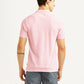 Men's Solid Light Pink Slim Fit Polo T-shirt - Back View