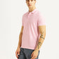 Men's Solid Light Pink Slim Fit Polo T-shirt - Side View
