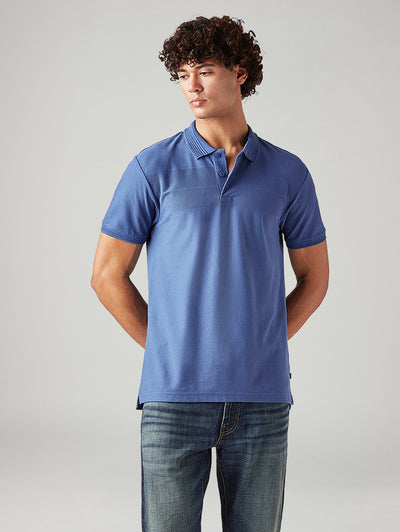 levi's Men's Solid Blue Slim Fit Textured Polo T-shirt-picture-15