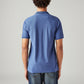 Men's Solid Blue Slim Fit Textured Polo T-shirt - Back View