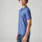 Men's Solid Blue Slim Fit Textured Polo T-shirt - Side View