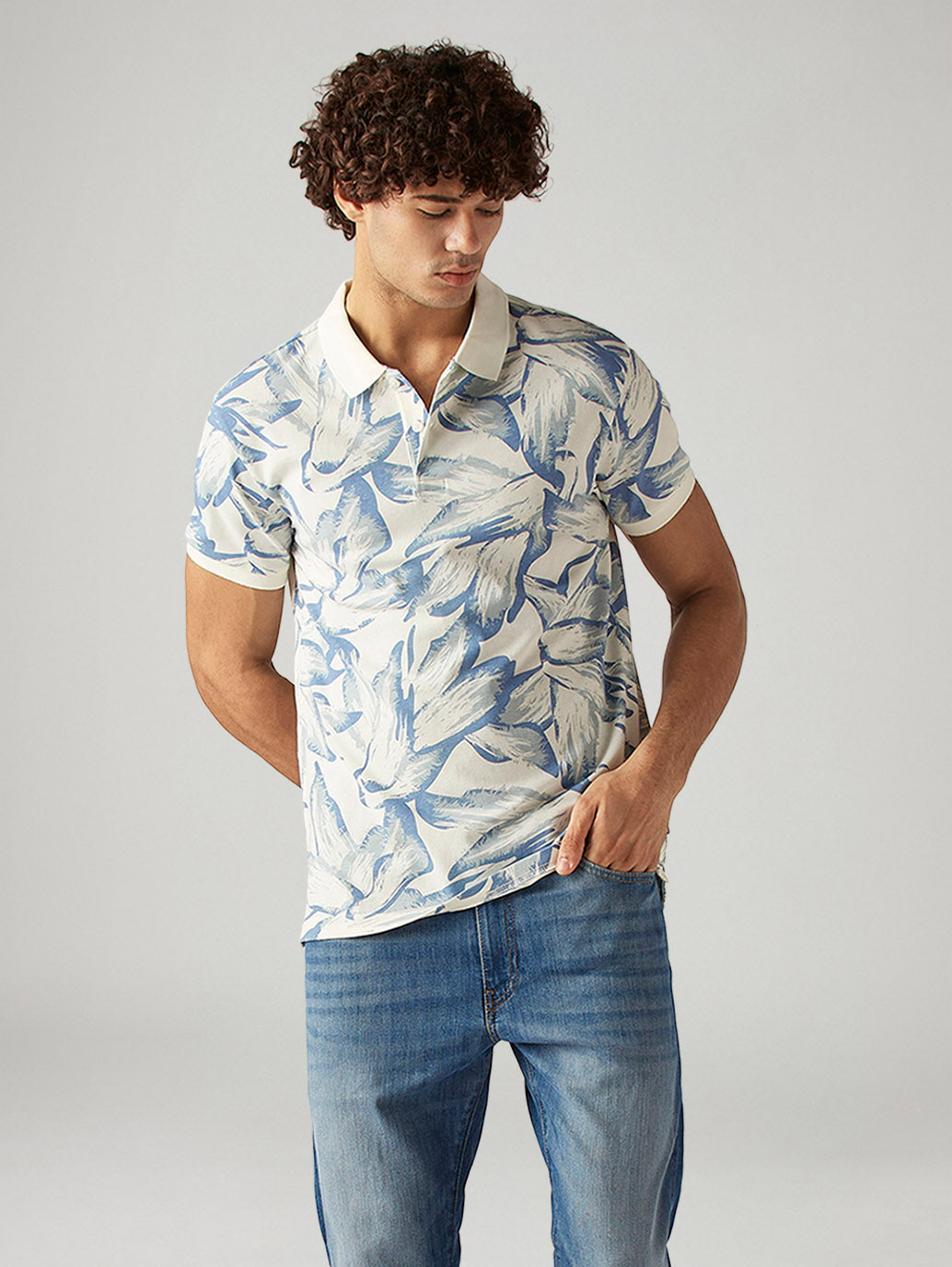 Men's Printed Slim Fit Pique Polo T-Shirt