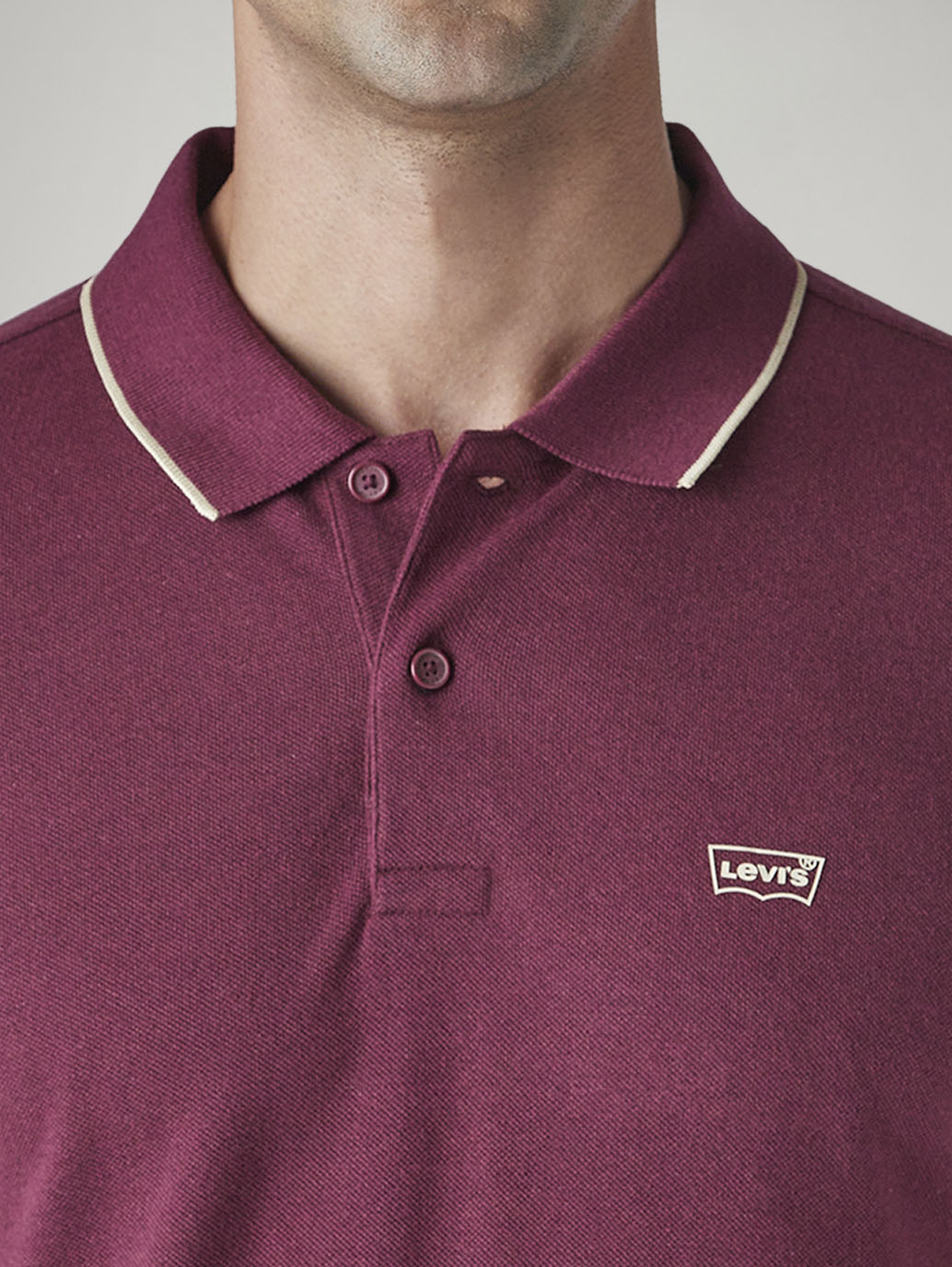 Men's Solid Maroon Pique Polo T-shirt - Detail View