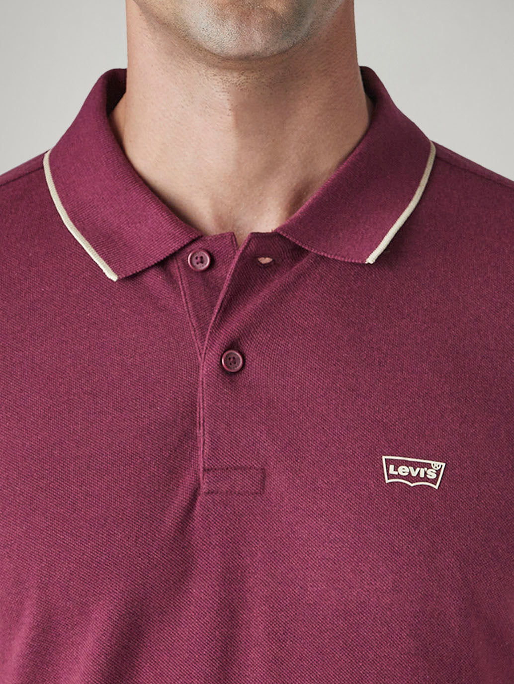 Men's Solid Maroon Pique Polo T-shirt - Detail View