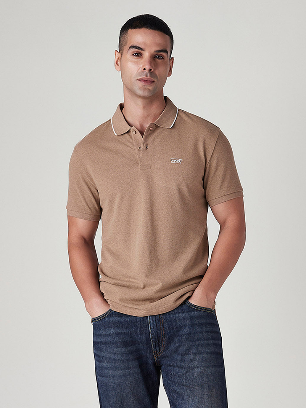 Men's Solid Brown Polo T-shirt