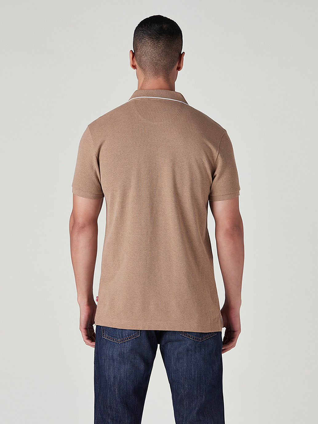 Men's Solid Brown Polo T-shirt - Back View