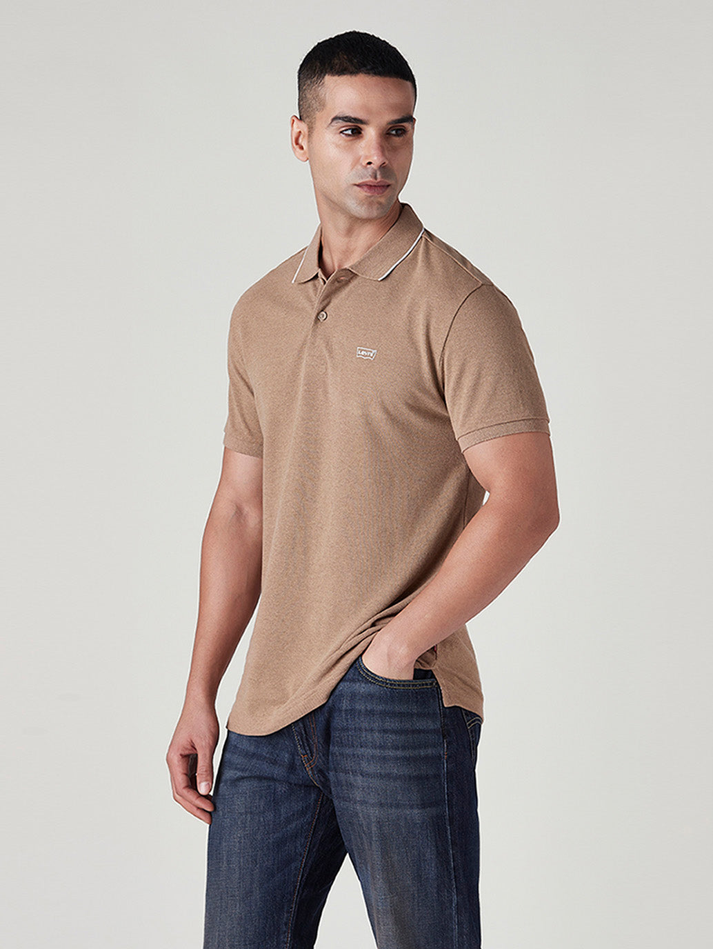 Men's Solid Brown Polo T-shirt - Side View