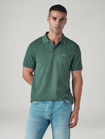 Men's Solid Green Pique Polo T-shirt-image-4