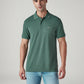 Men's Solid Green Pique Polo T-shirt - Front View