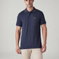 Men's Solid Navy Pique Polo T-shirt - Front View