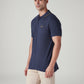 Men's Solid Navy Pique Polo T-shirt - Side View