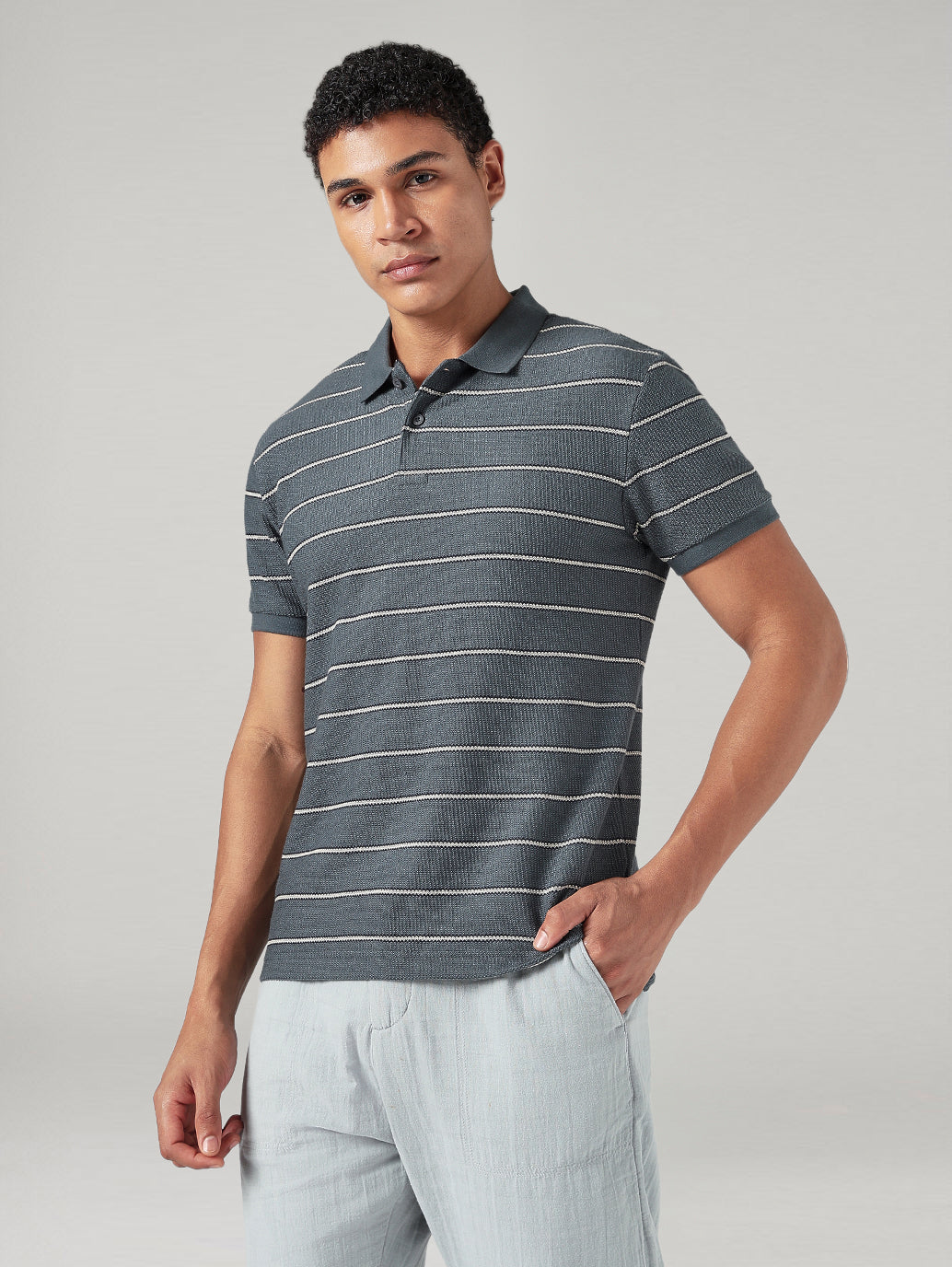 Men's Striped Regular Polo T-shirt