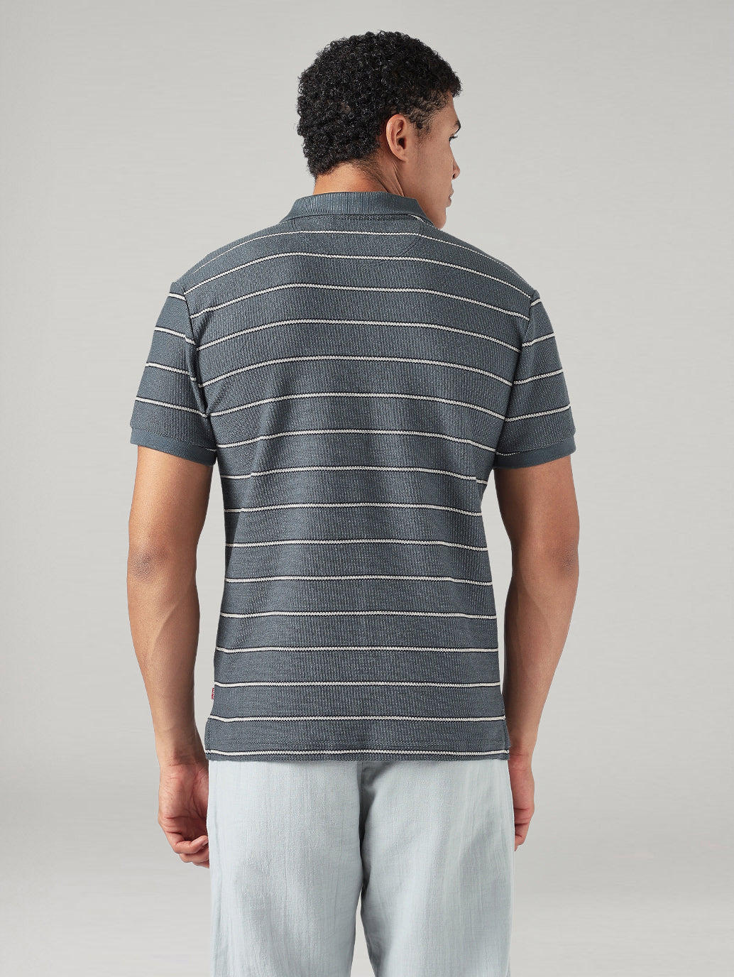 Men's Striped Regular Polo T-shirt - Back View